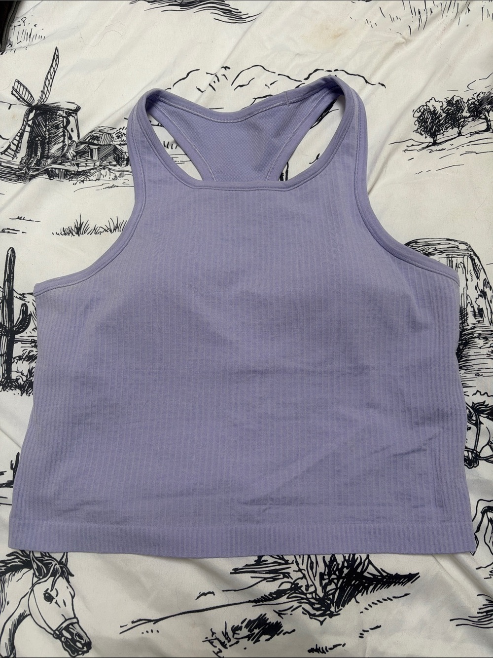 Lululemon Ebb to Street Cropped Racerback Tank Top sz 10 LILAC SMOKE